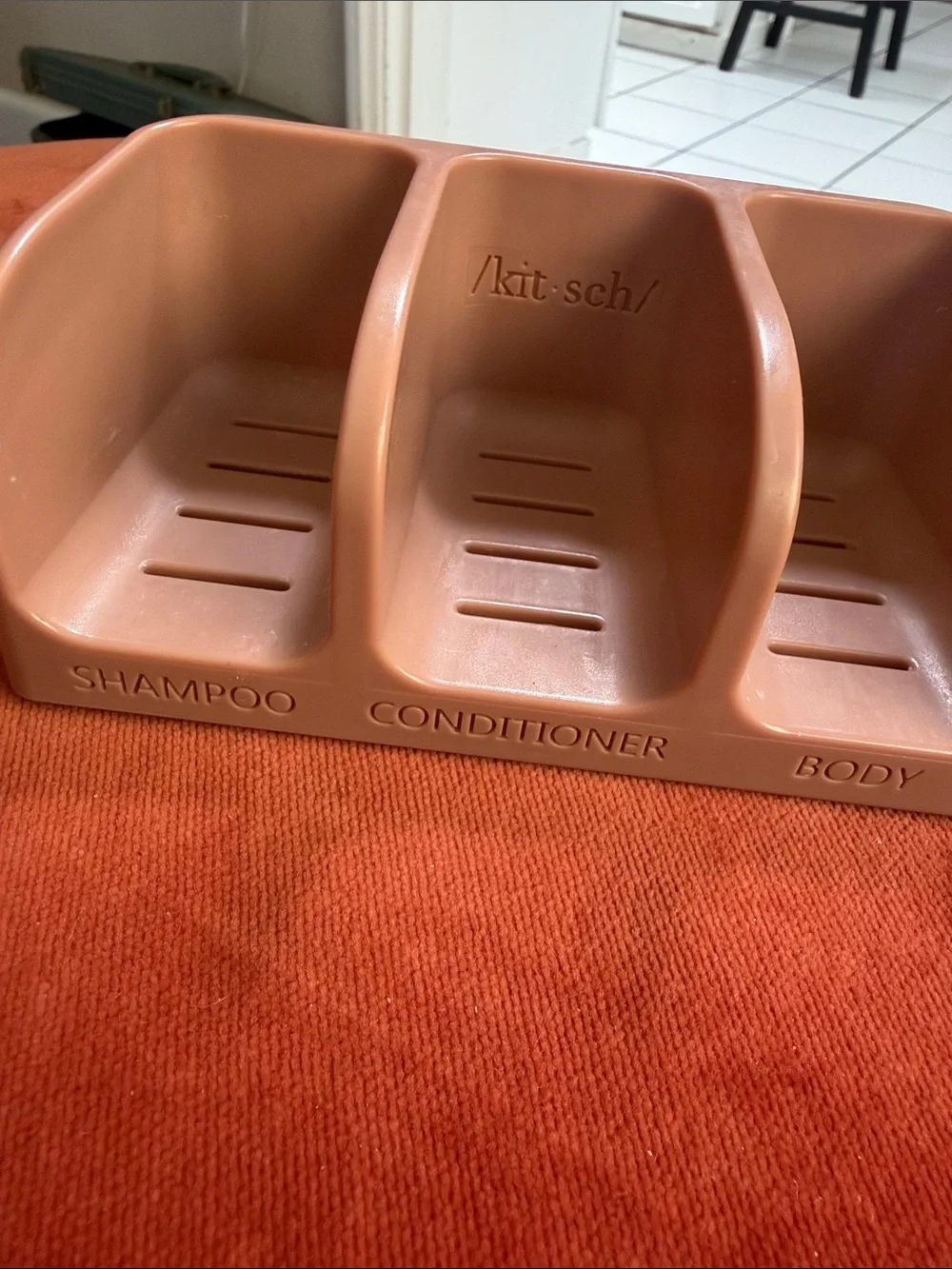 Kitsch neutral terracotta pink solid soap travel case and shower bar holder set